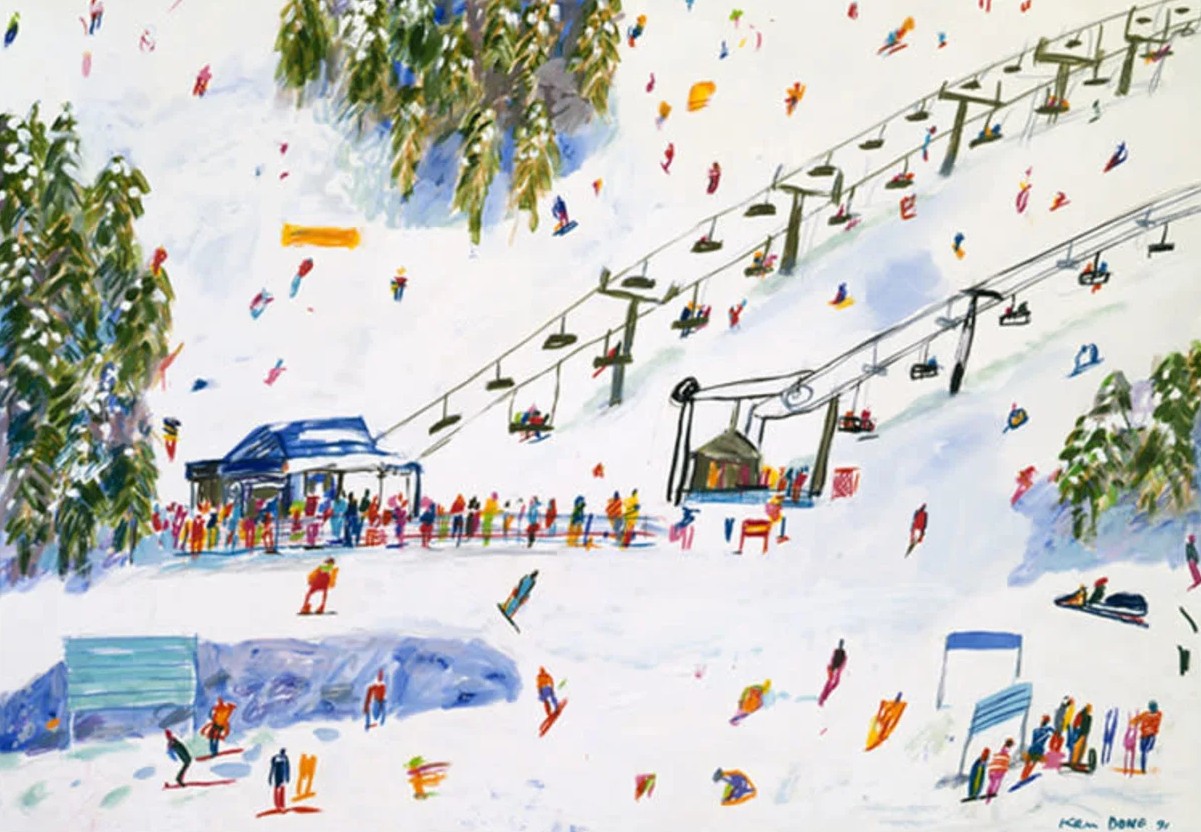 ケン・ドーンの絵画作品　タイトルは、on the slopes
